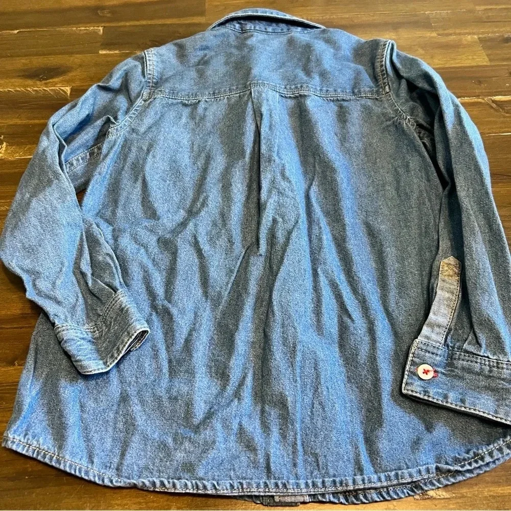Hanna Andersson Boys Button Down Shirt Casual Chambray Blue lightweight Denim